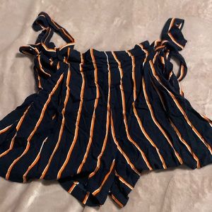 Black white and orange shorts / skirt with pockets